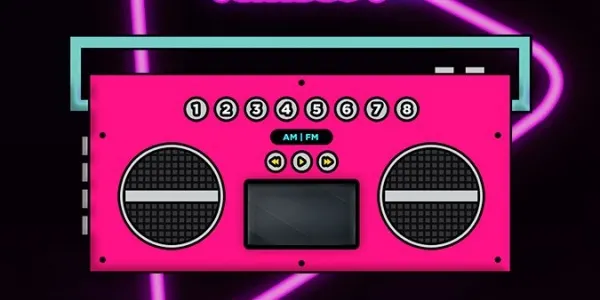 A pink neon radio